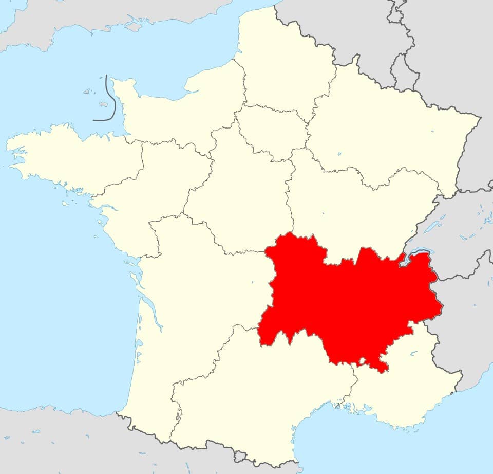 Carte de France région Auvergne Rhône Alpes