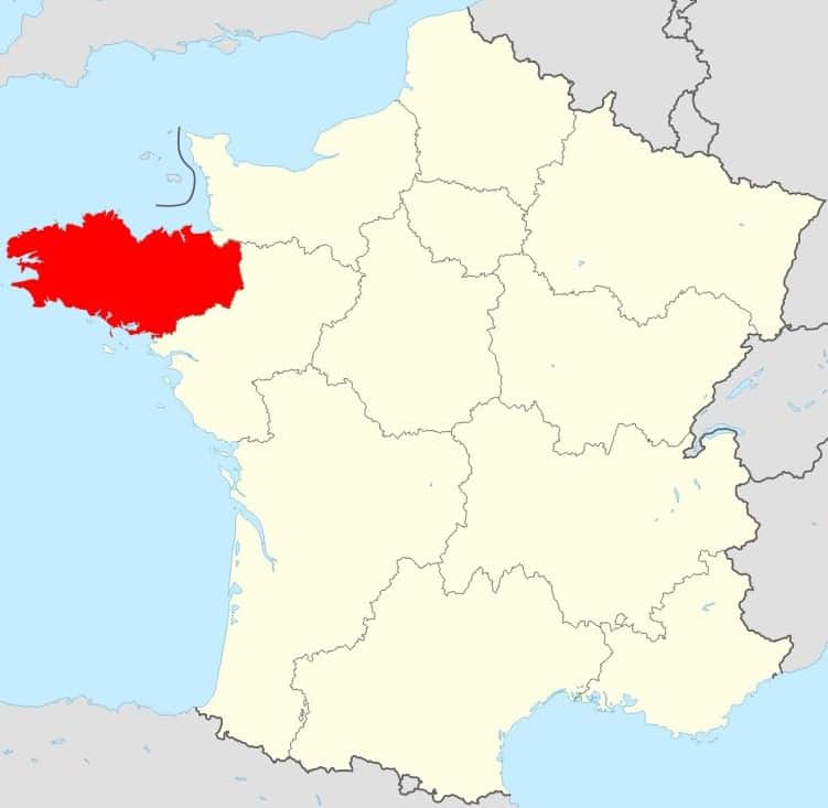 Carte de la France région Bretagne