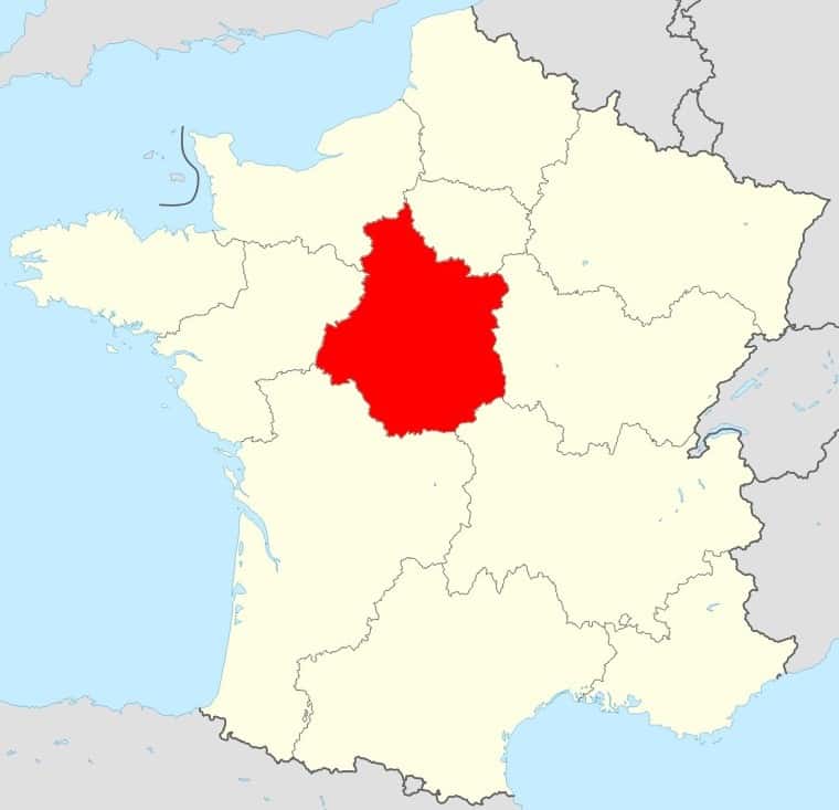 Carte de la France région Centre Val de Loire