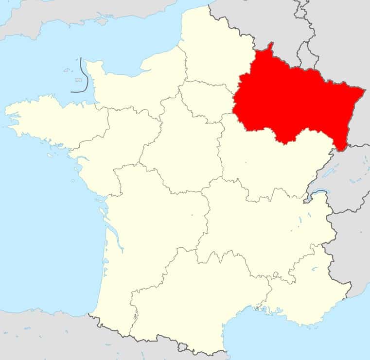 Carte de la France région Grand Est