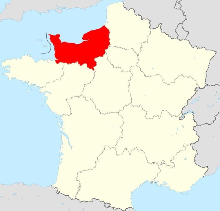 Carte de la France région Normandie