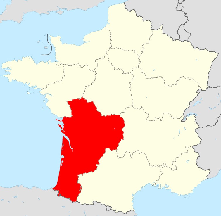 Carte de la France région Nouvelle Aquitaine