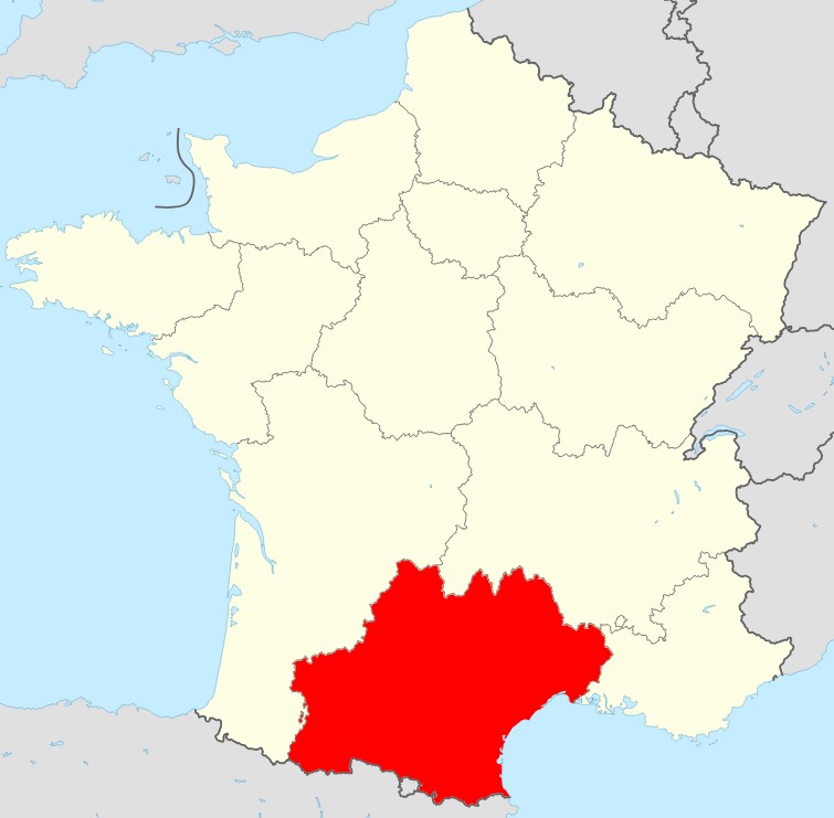 Carte de la France région Occitanie