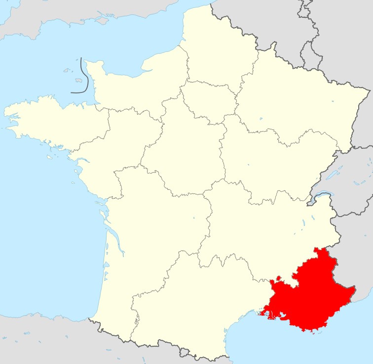 Carte de la France région Sud