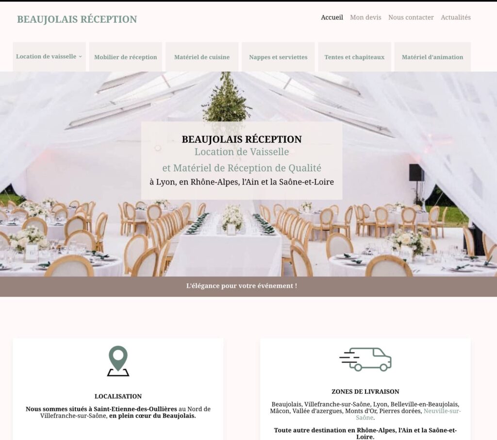 site web de beaujolais réception