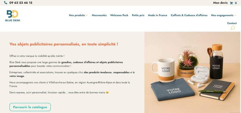 écran site web blue desk